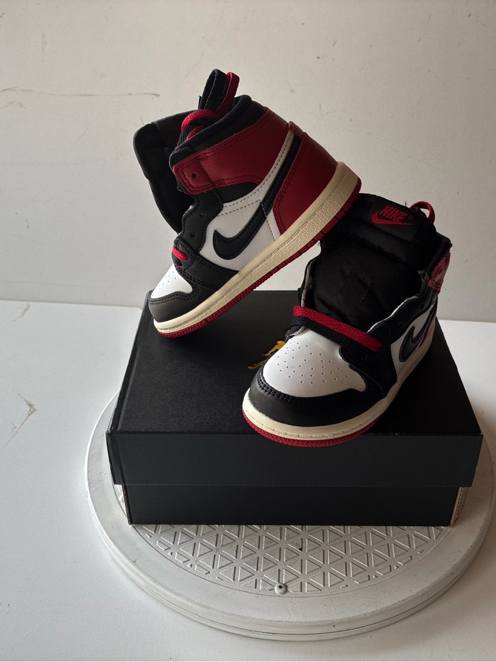 Nike Kids High-Top Sneakers in Red, Black & White